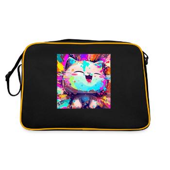 Super happy funny neko cat ! - Sac Retro - noir/or - Dos