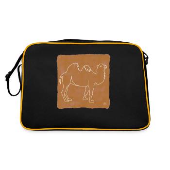 « Camel », Boho Line Art Design, série « Desert » - Sac Retro - noir/or - Dos