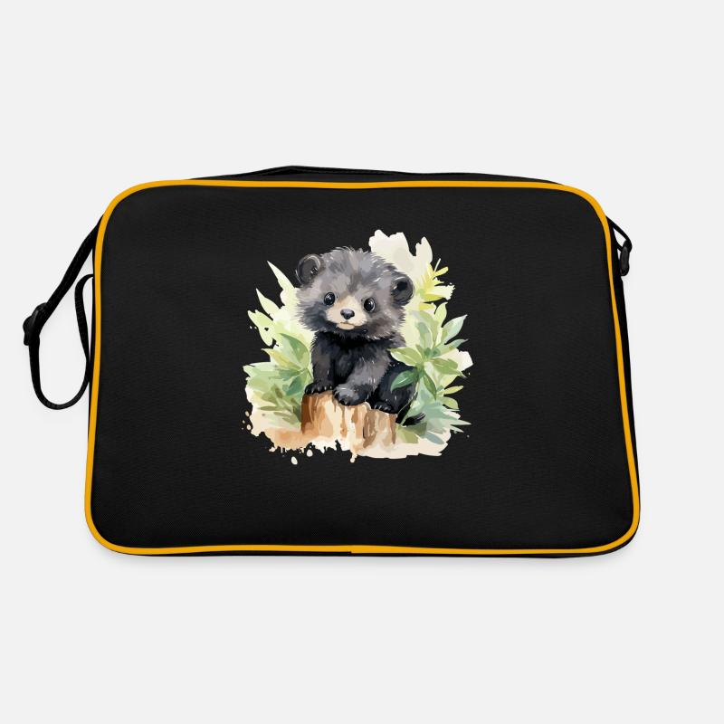 Ours brun - Sac Retro - noir/or