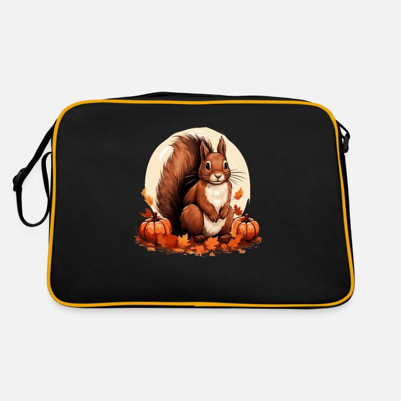 Eichhörnchen - Retro Tasche - Schwarz/Gold