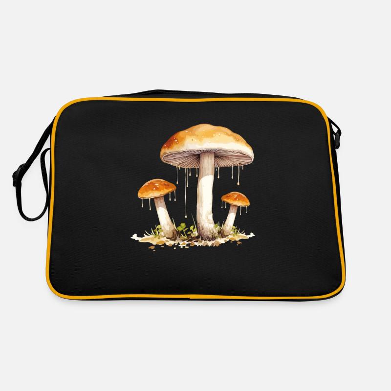 pilze - Retro Tasche - Schwarz/Gold