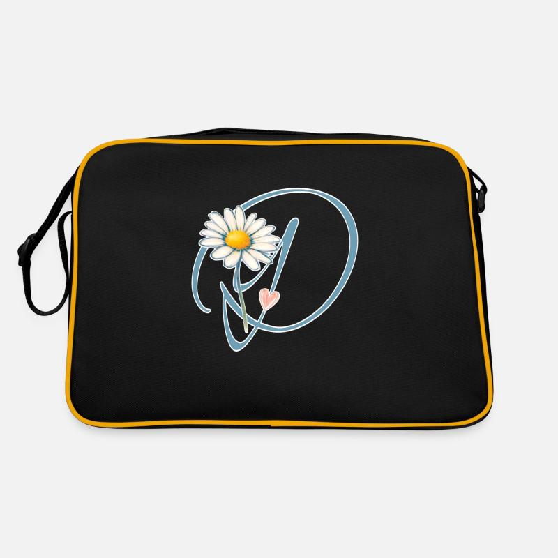 Letter D Daisy Heart Retro Bag