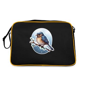 Wintervogel Schnee - Retro Tasche - Schwarz/Gold - Hinten