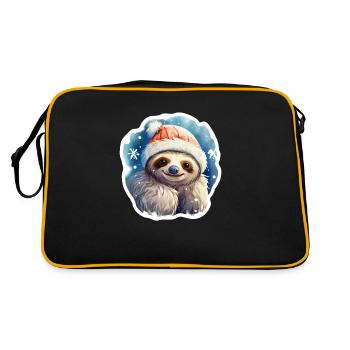 Weihnachtsfaultier - Retro Tasche - Schwarz/Gold - Hinten