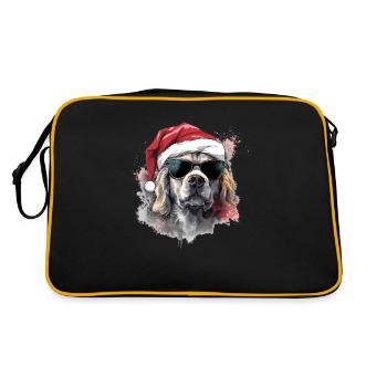 Magischer Golden Retriever Weihnachtshund im Schne - Retro Tasche - Schwarz/Gold - Hinten