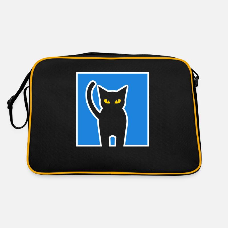 Katze - Retro Tasche - Schwarz/Gold