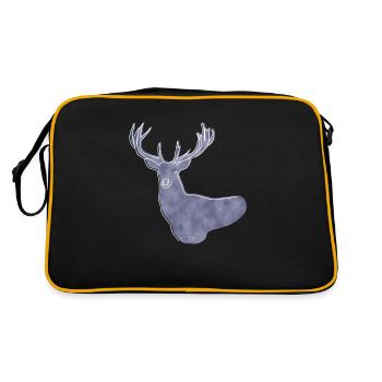 « Deer », Boho Line Art Design, Série « Woods » - Sac Retro - noir/or - Dos