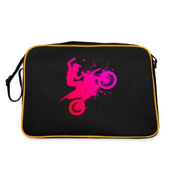 Dirt Biker Dirt Bike Freestyle Motocross - Retro Tasche - Schwarz/Gold - Hinten