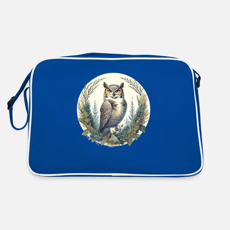 Great Horned Owl Juniper Tree Retro Bag