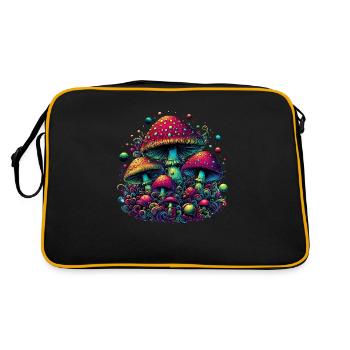 Magic Mushrooms Art Print - Retro Tasche - Schwarz/Gold - Hinten