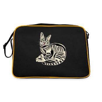 König getigertes Kätzchen - Retro Tasche - Schwarz/Gold - Hinten