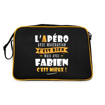 Fabien Apero Humour personnalisé fabien - Sac Retro - noir/or - Dos