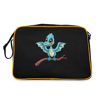 Le dinosaure bleu mystique prend son envol - Sac Retro - noir/or - Dos