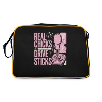 Powerfrauen lieben Gangschaltung - Retro Tasche - Schwarz/Gold - Hinten