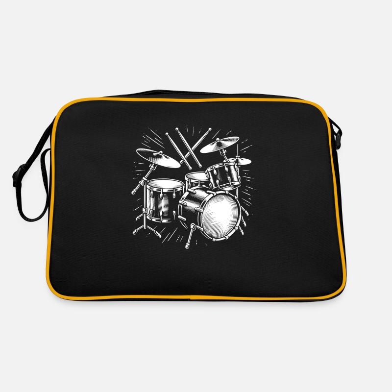 Drums Drummer Destroy Silence Rockband. Retro Bag