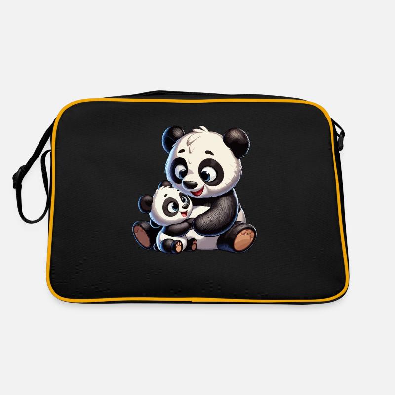 Panda-Mutter mit Kind Retro Tasche