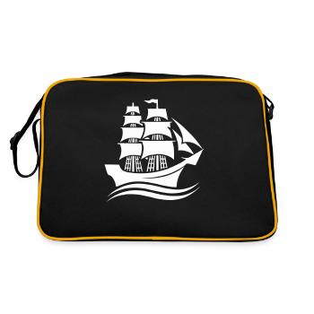 schiff 1 - Retro Tasche - Schwarz/Gold - Hinten