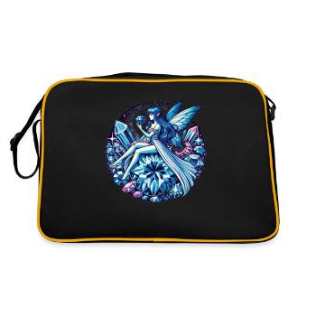 Blue Sapphire Fairy Fantasy Art - Retro Bag - black/gold - Back