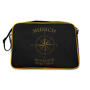 Compass GPS coordinates Munich - Retro Bag - black/gold - Back