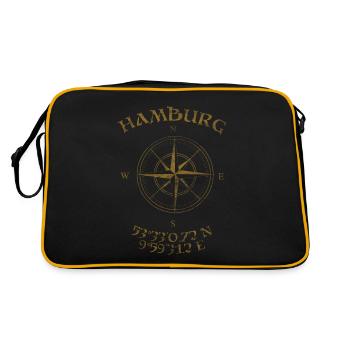 Boussole Coordonnées GPS Hambourg - Sac Retro - noir/or - Dos
