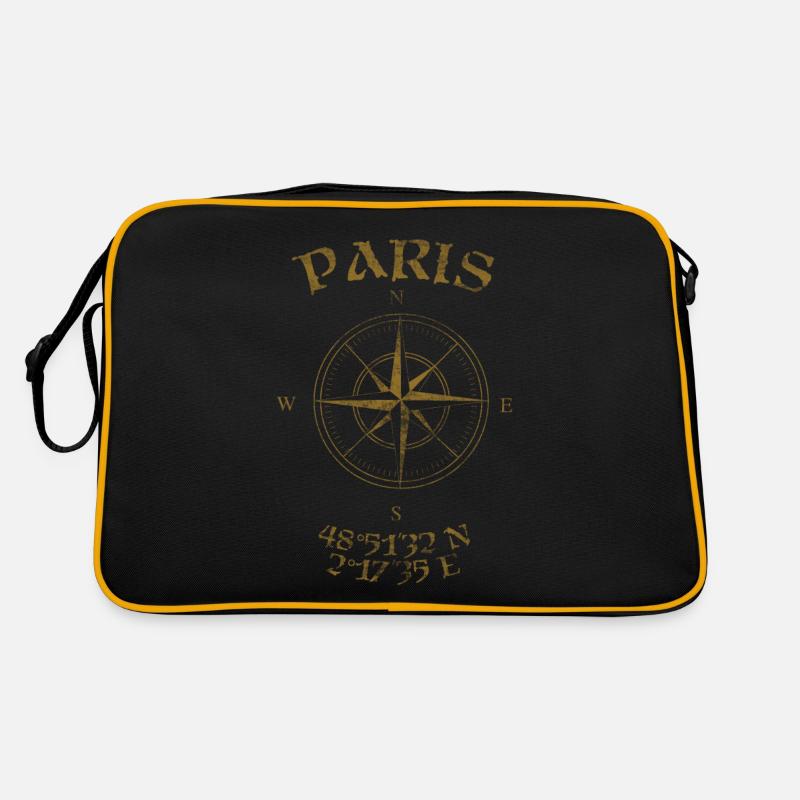 Compass GPS coordinates Paris Retro Bag