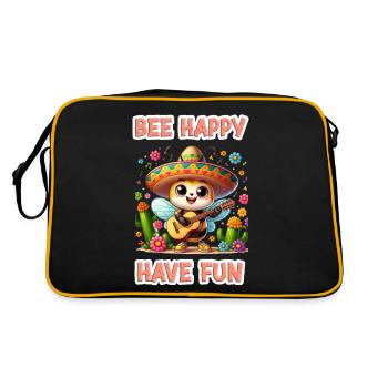 Bee Happy - Have Fun 1 - Retro Tasche - Schwarz/Gold - Hinten