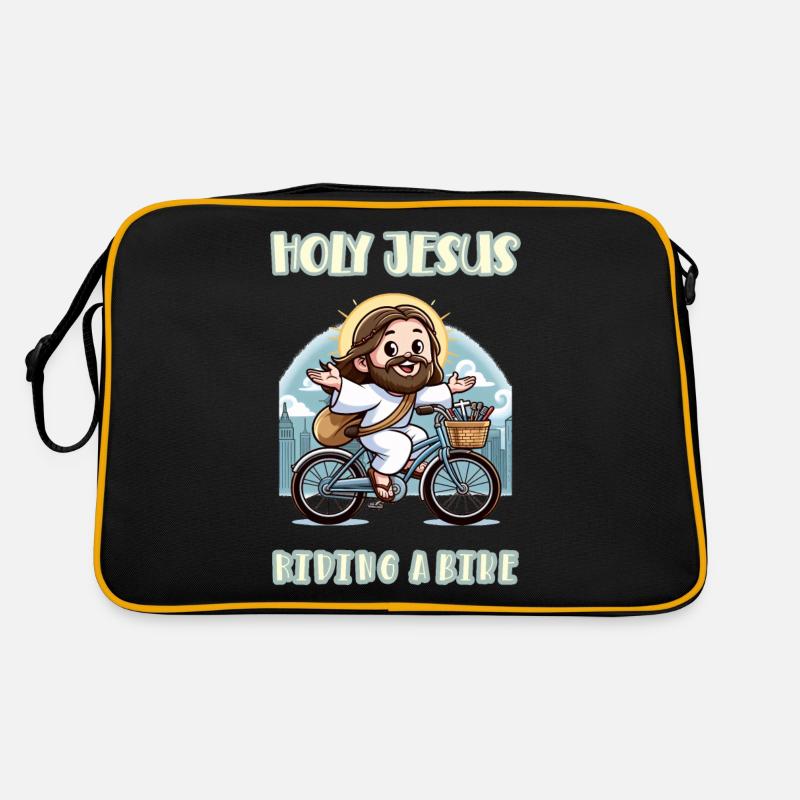 Holy Jesus riding a bike Retro Tasche