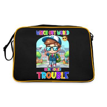 Attention monde - voici les ennuis - Sac Retro - noir/or - Dos