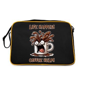 Life happens, coffee helps - Retro Tasche - Schwarz/Gold - Hinten