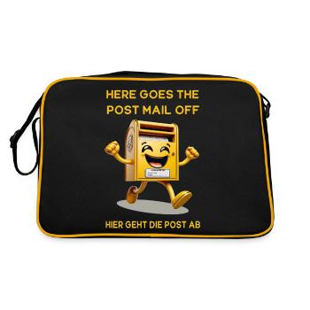 Here goes the post mail off. Hier geht die Post ab - Retro Tasche - Schwarz/Gold - Hinten