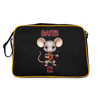 Rat - Zodiaque Chinois - Astrologie - Sac Retro - noir/or - Dos