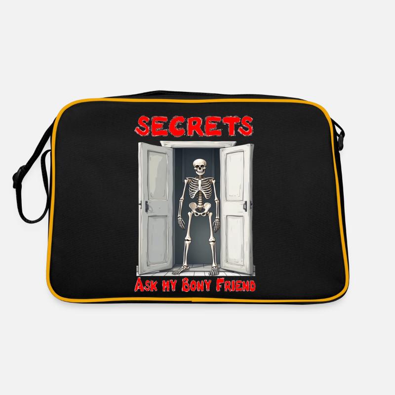Secrets - just ask my my bony friend (skeleton) Retro Tasche