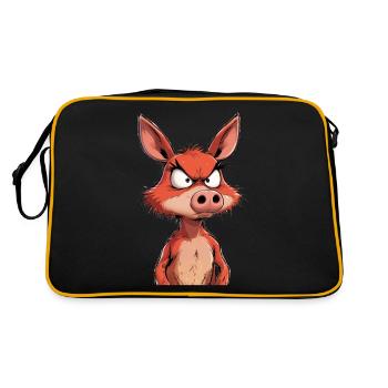 Angry mad pig - Retro Tasche - Schwarz/Gold - Hinten