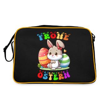 Frohe Ostern - Retro Tasche - Schwarz/Gold - Hinten
