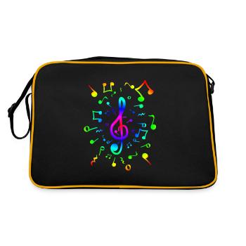 Notenschlüssel Singen Instrument spielen Geschenk - Retro Tasche - Schwarz/Gold - Hinten