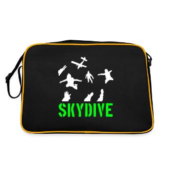Skydive, Fallschirmspringer, Freefly, Geschenk - Retro Tasche - Schwarz/Gold - Hinten