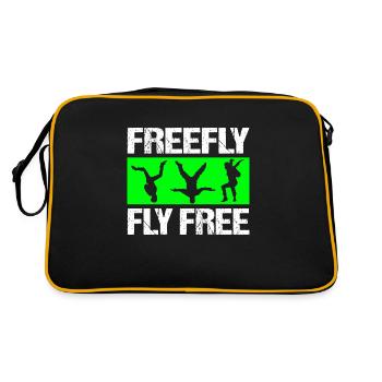 Fallschirm, Freefly, Skydiving, Fallschirmspringer - Retro Tasche - Schwarz/Gold - Hinten