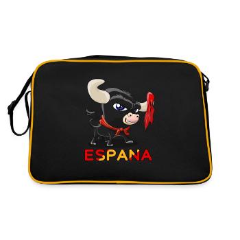 Süßer Stier Stierkampf Espana - Retro Tasche - Schwarz/Gold - Hinten