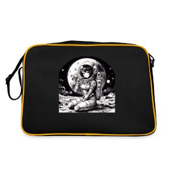 Manga Astronaut Mädchen - Retro Tasche - Schwarz/Gold - Hinten