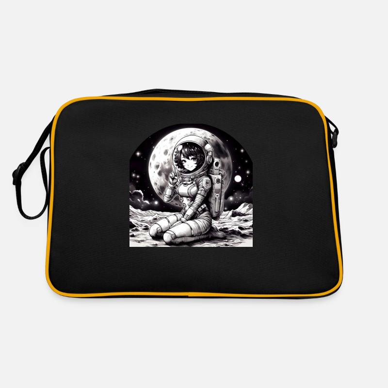 Manga Astronaut Mädchen - Retro Tasche - Schwarz/Gold