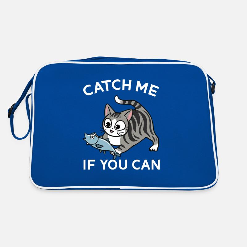 Cute tabby cat with a fish Retro Bag