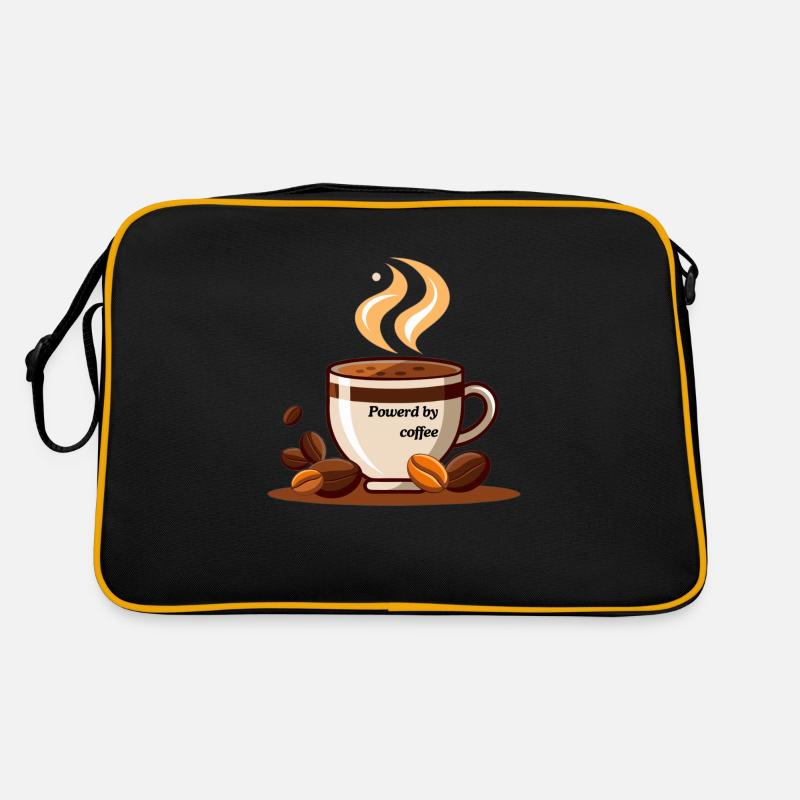 Powerd by coffee - Retro Tasche - Schwarz/Gold