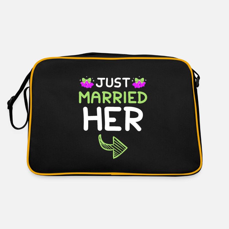 Just Married Her Wedding Retro Bag