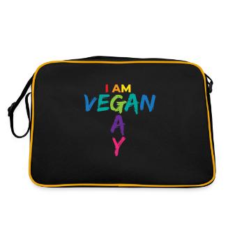 Je suis végétalien Gay Gay LGBT Vegan Bi - Sac Retro - noir/or - Dos