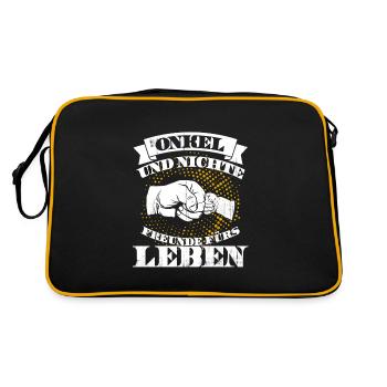 Onkel und Nichte. Freunde fürs Leben. Geschenk - Retro Tasche - Schwarz/Gold - Hinten