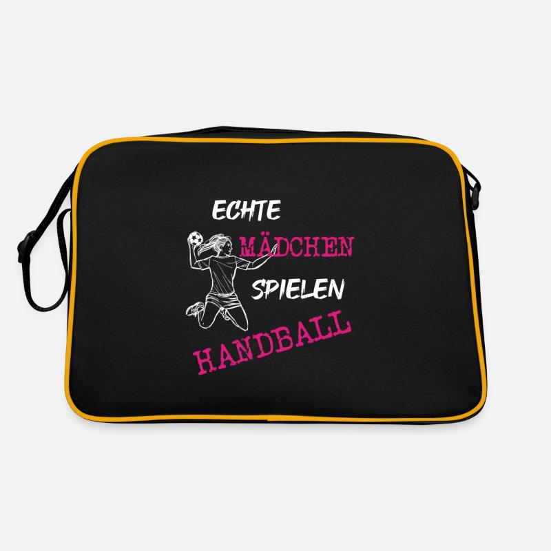 echte Mädchen spielen Handball - Retro Tasche - Schwarz/Gold
