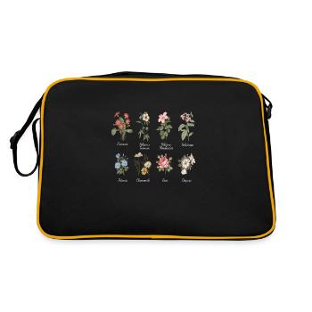 Blumenarten Blumen Gärtner Garten - Retro Tasche - Schwarz/Gold - Hinten