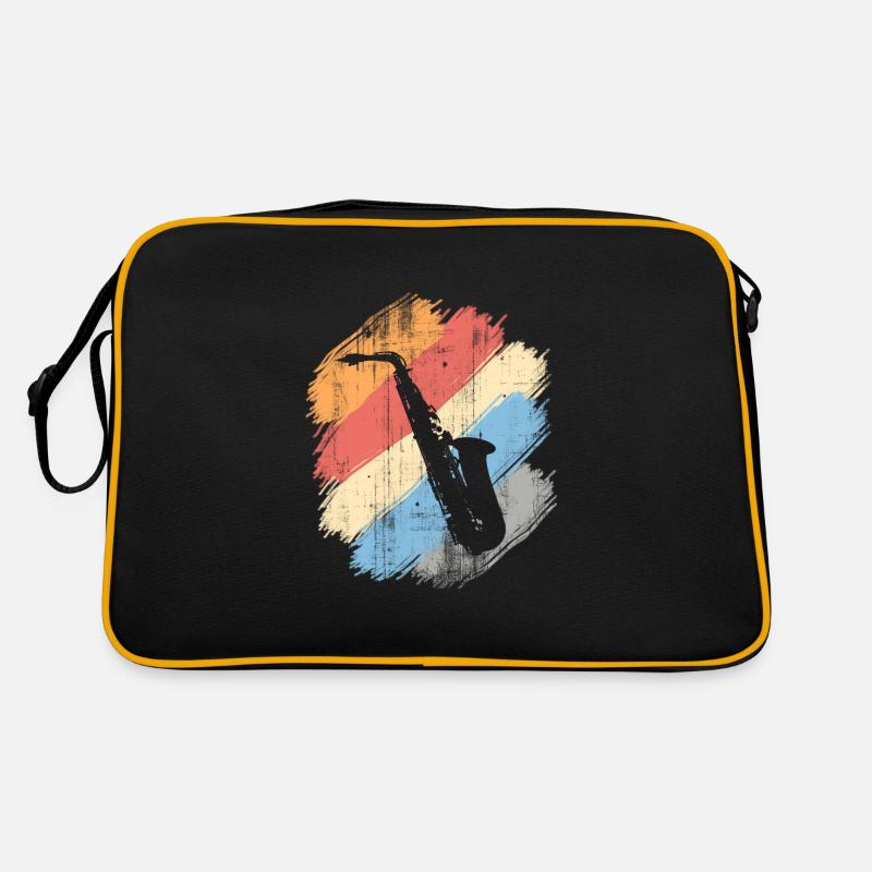 Saxophon - Retro Tasche - Schwarz/Gold