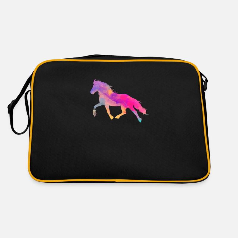 Pferd - Retro Tasche - Schwarz/Gold