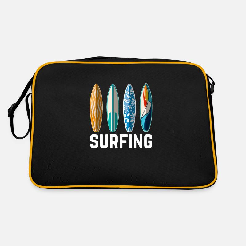 Surfen - Retro Tasche - Schwarz/Gold